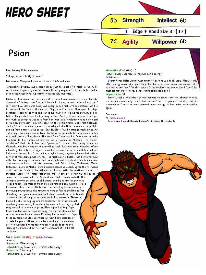 Marvel superheroes rpg character sheet